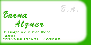 barna alzner business card
